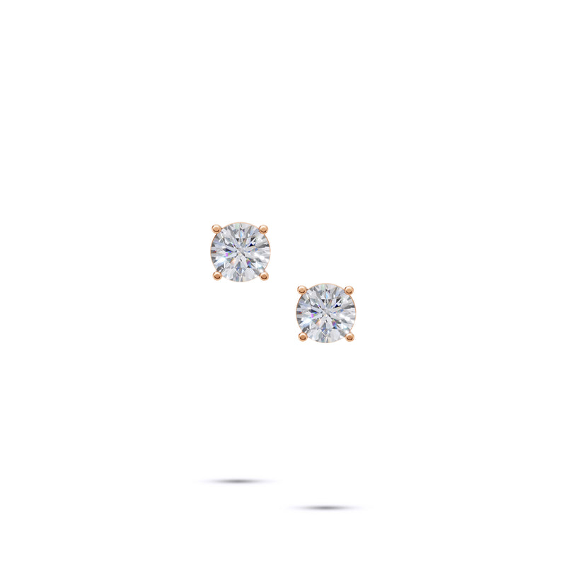 Round Diamond Stud Earrings - 4 Prong