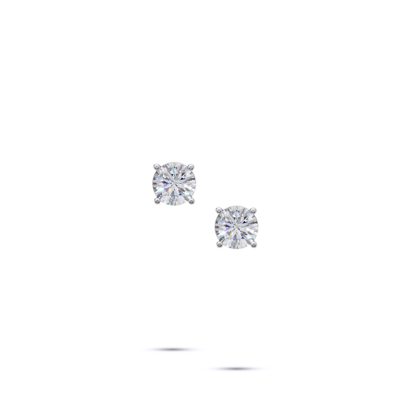 Round Diamond Stud Earrings - 4 Prong
