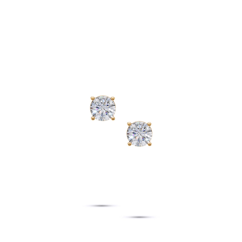 Round Diamond Stud Earrings - 4 Prong