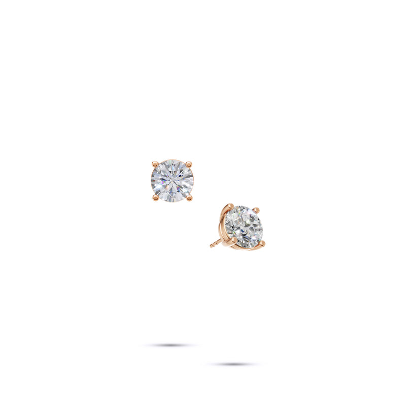 Round Diamond Stud Earrings - 4 Prong