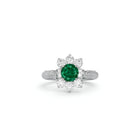 Fancy Flower Emerald and White Diamond Ring