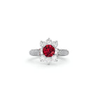 Fancy Flower Ruby and White Diamond Ring