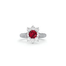 Fancy Flower Ruby and White Diamond Ring