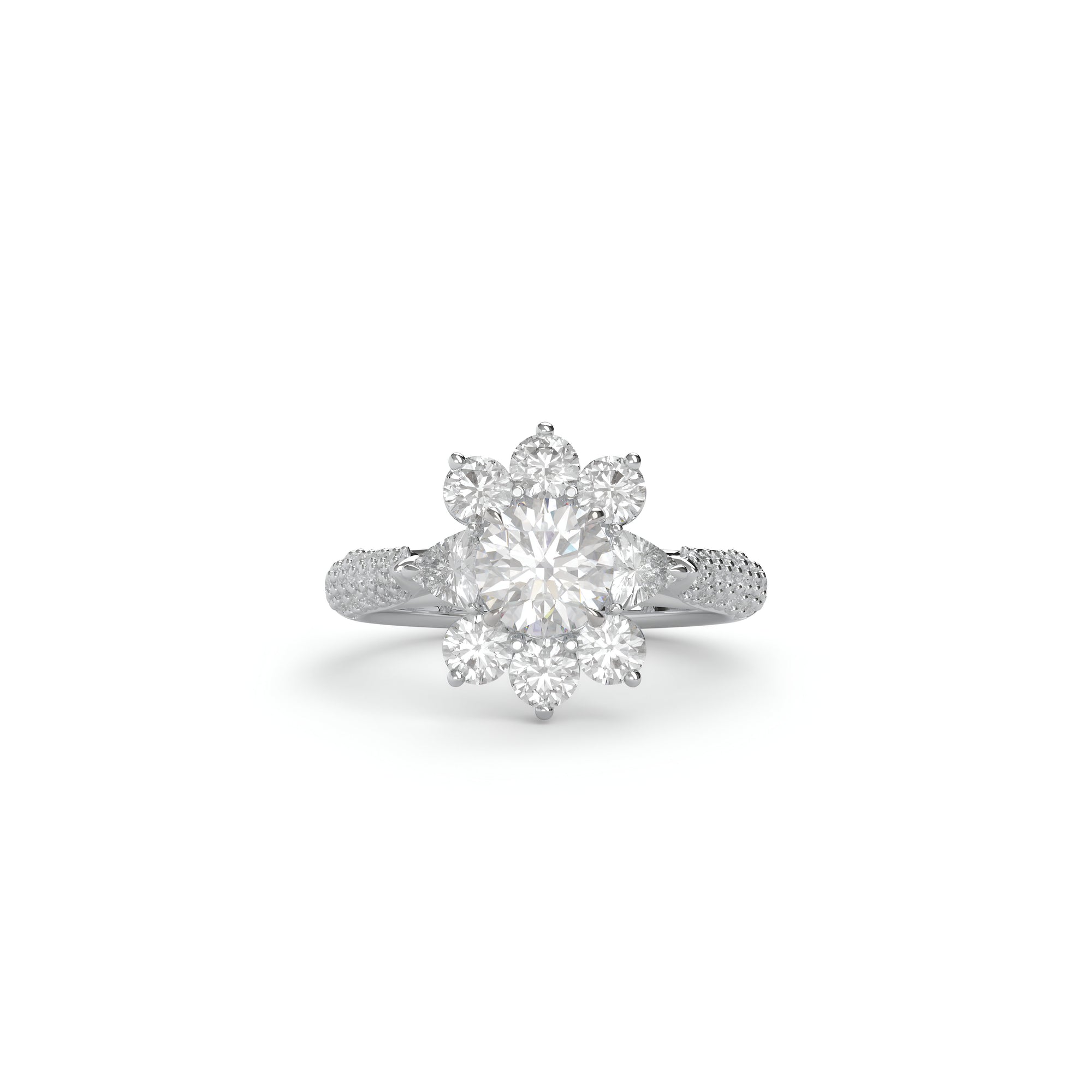Fancy Flower White Diamond Ring