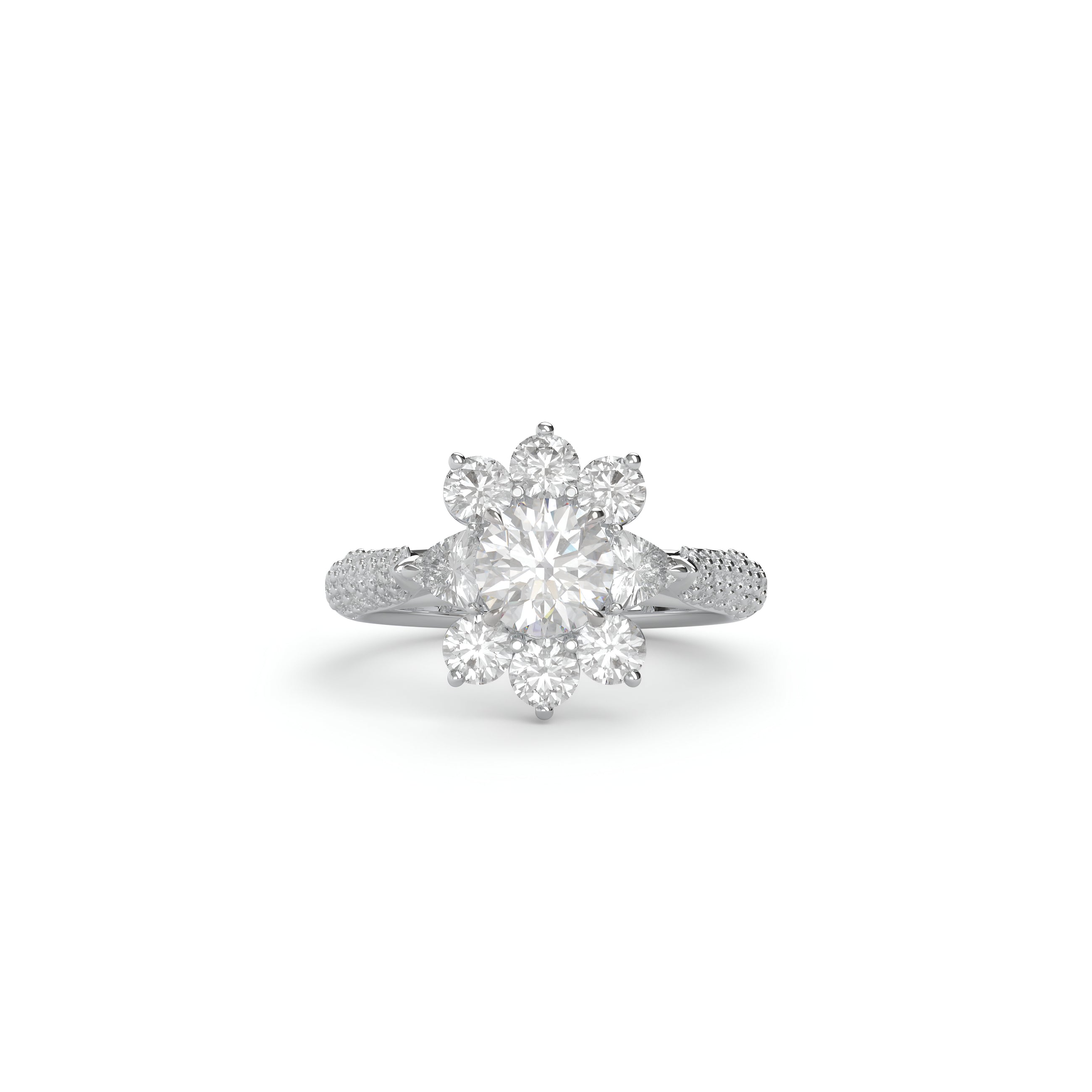 Fancy Flower White Diamond Ring