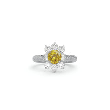 Fancy Flower Yellow and White Diamond Ring