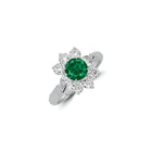 Fancy Flower Emerald and White Diamond Ring