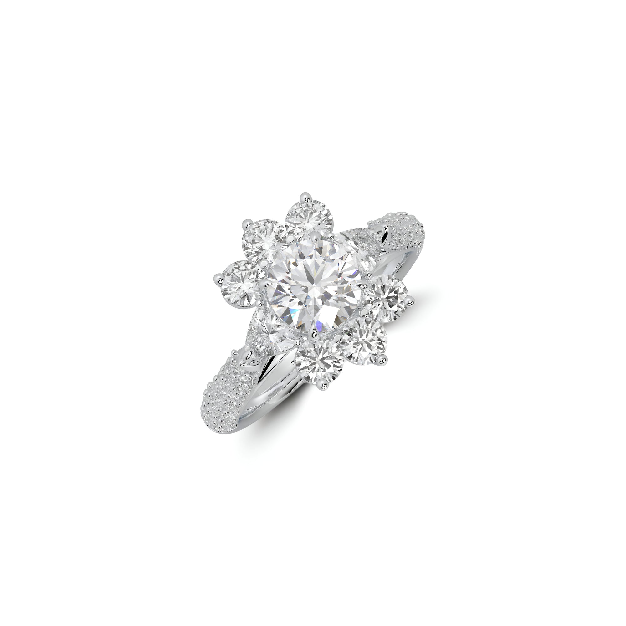 Fancy Flower White Diamond Ring