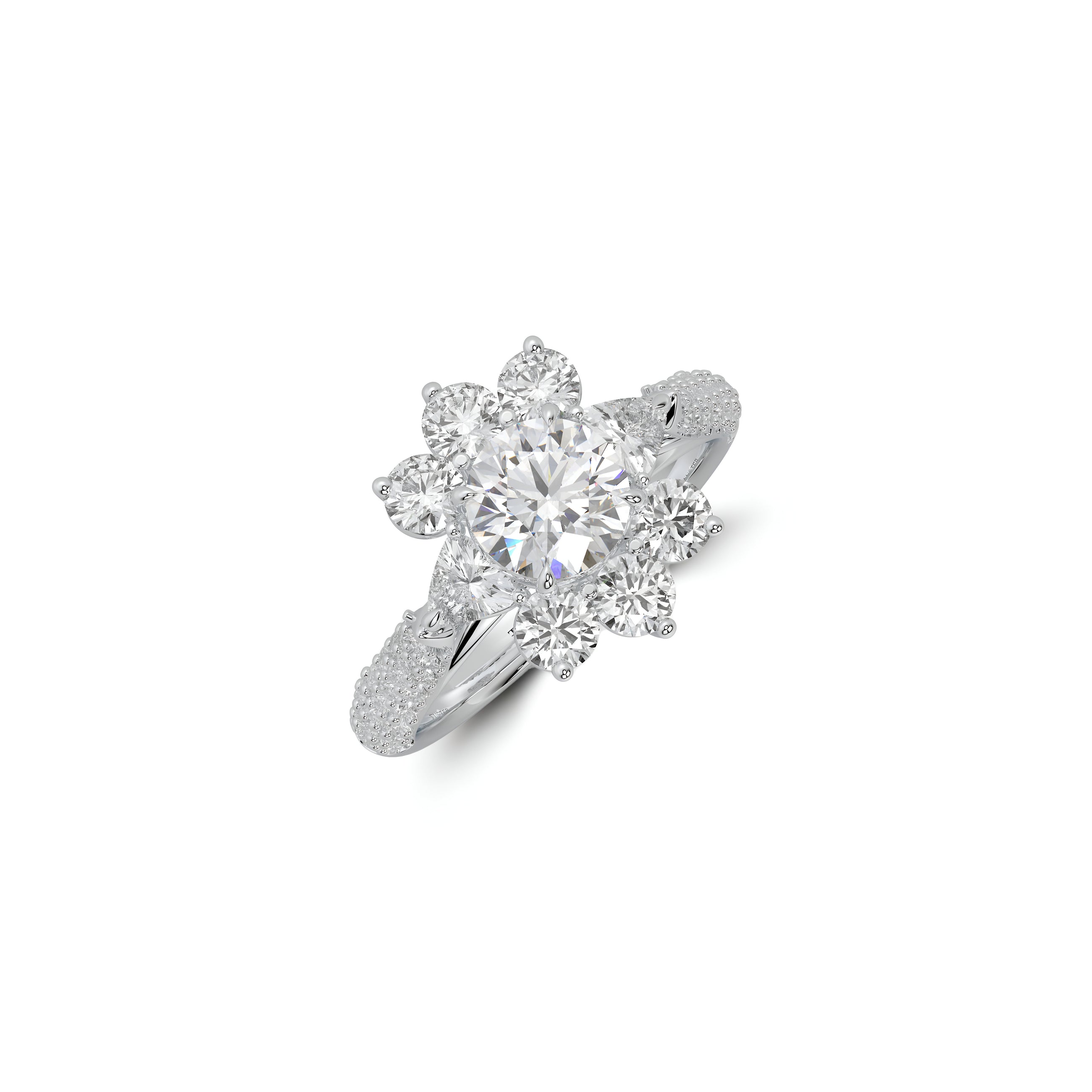 Fancy Flower White Diamond Ring