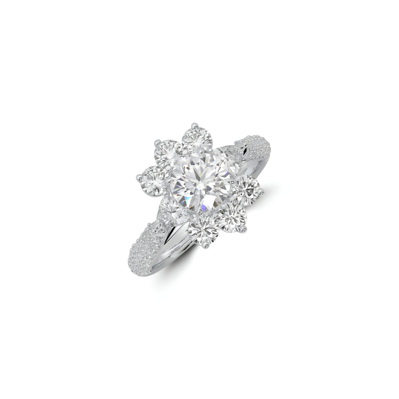 Fancy Flower White Diamond Ring