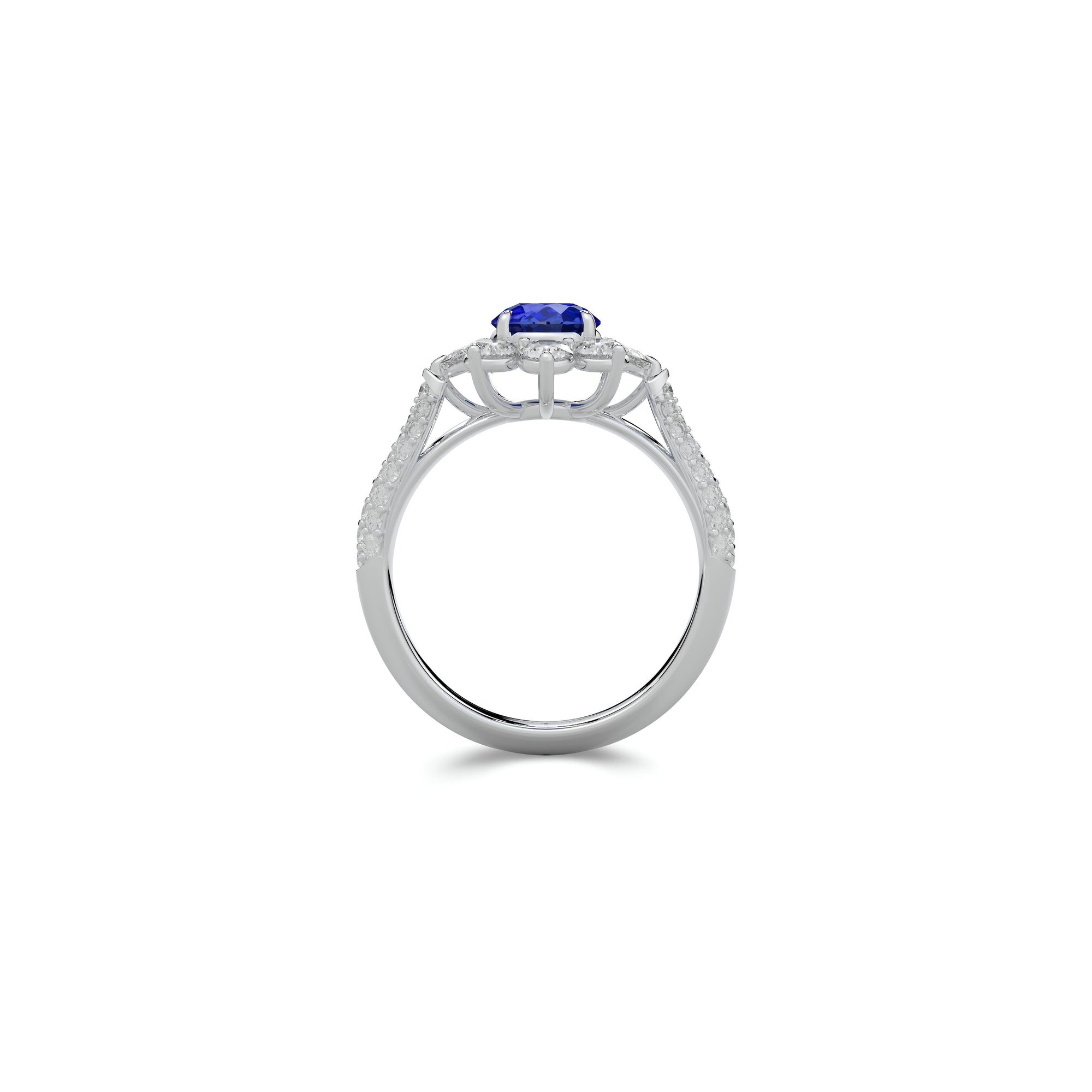 Fancy Flower Sapphire and White Diamond Ring