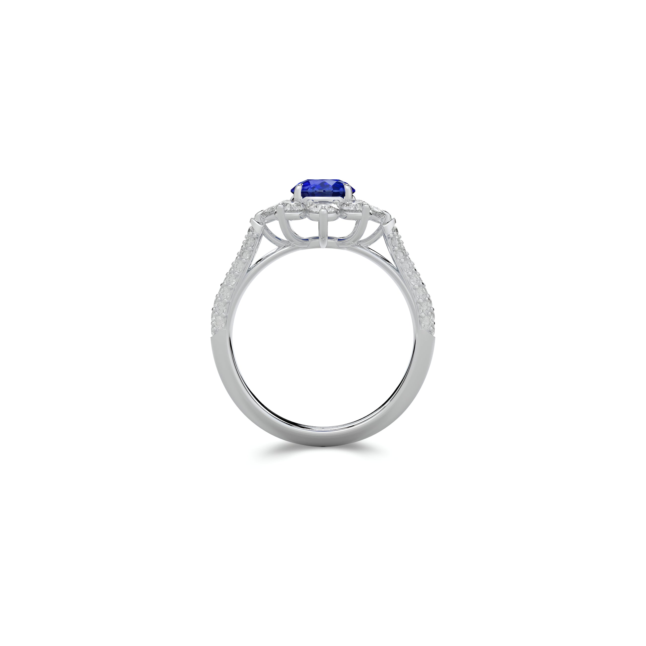 Fancy Flower Sapphire and White Diamond Ring