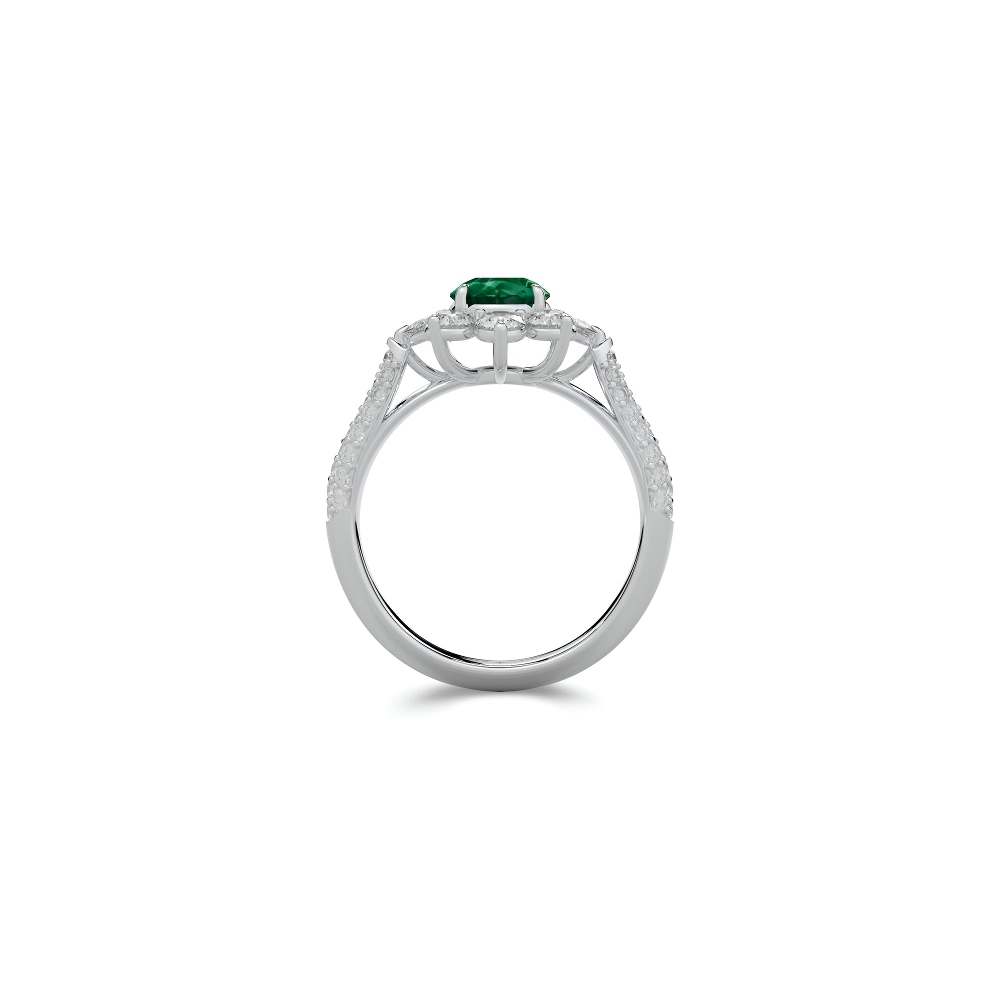 Fancy Flower Emerald and White Diamond Ring