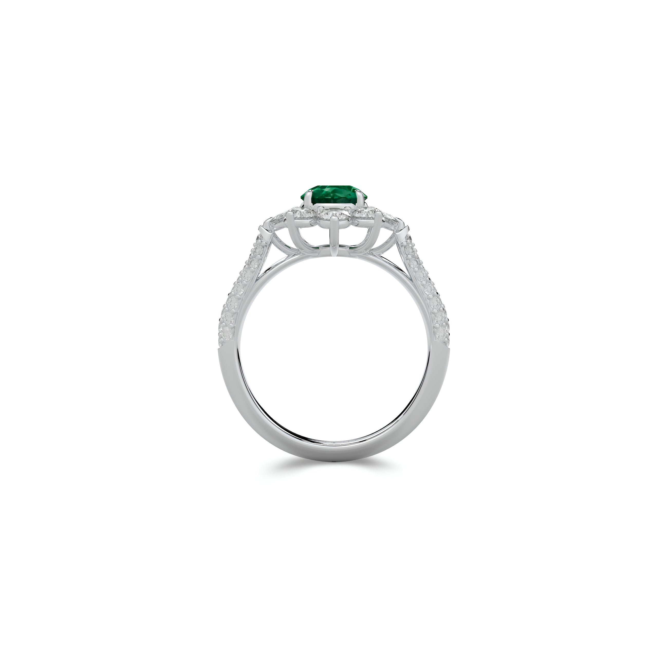 Fancy Flower Emerald and White Diamond Ring