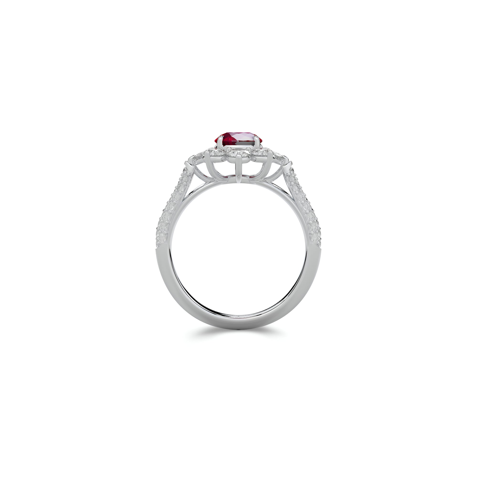 Fancy Flower Ruby and White Diamond Ring