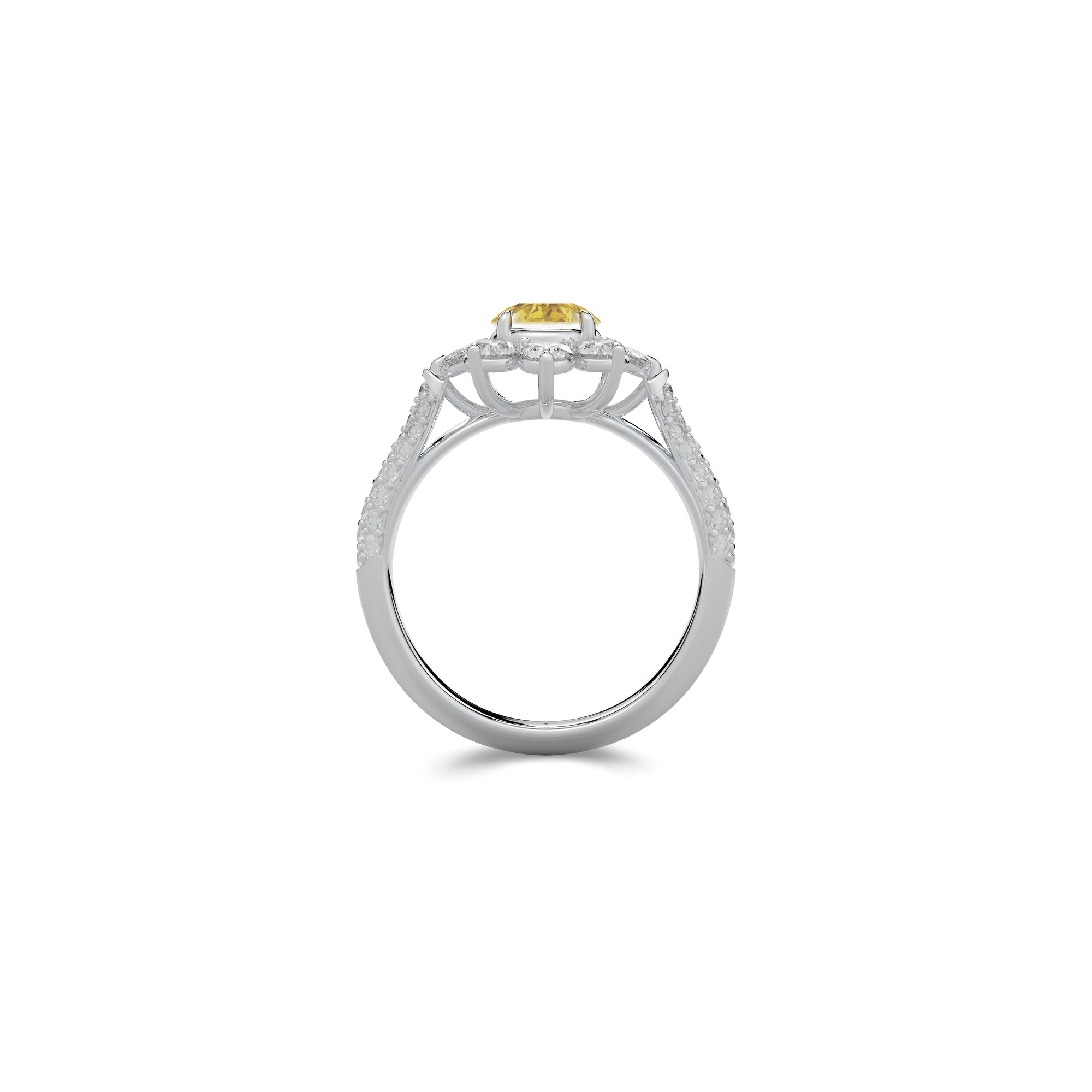 Fancy Flower Yellow and White Diamond Ring