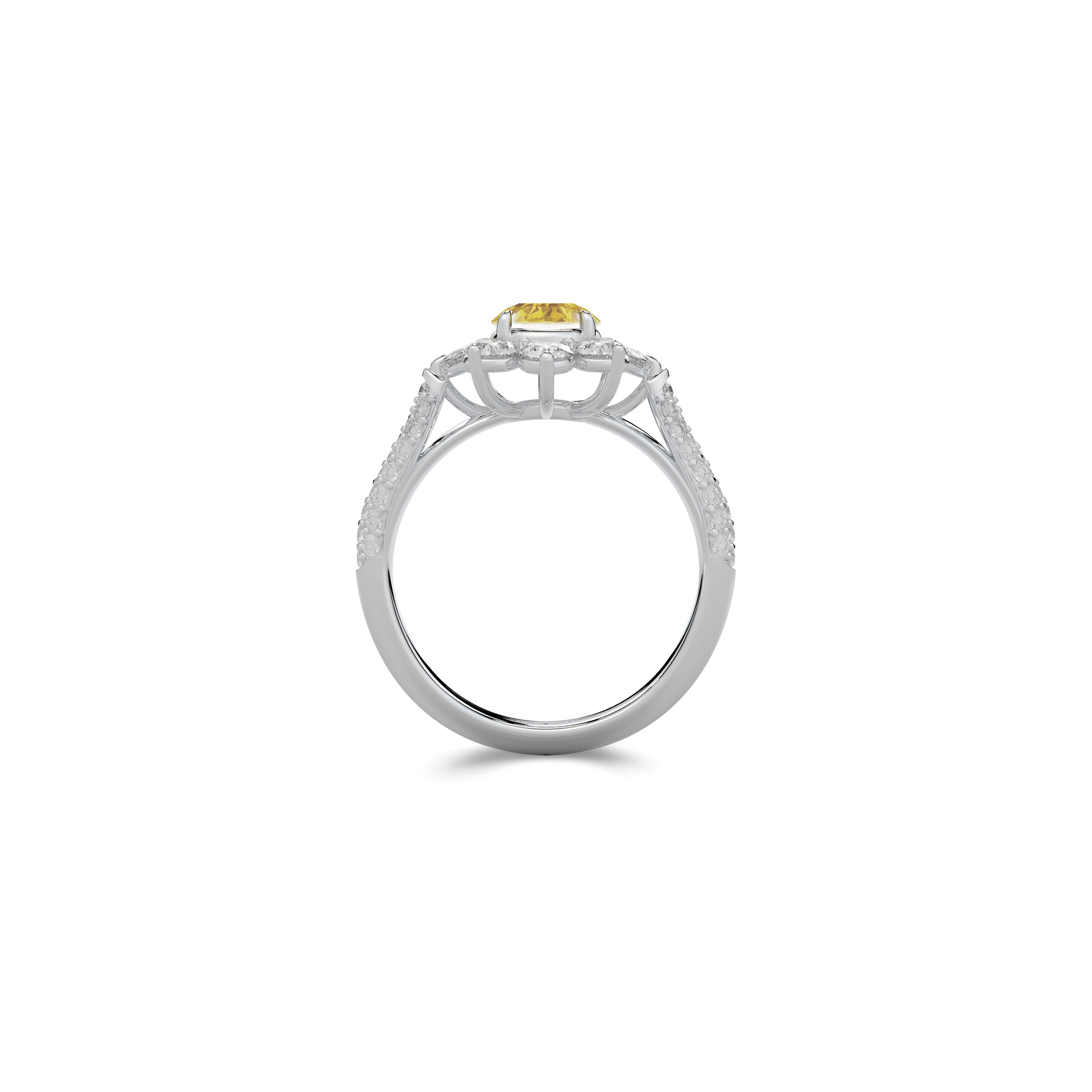 Fancy Flower Yellow and White Diamond Ring