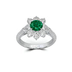 Fancy Flower Emerald and White Diamond Ring