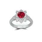 Fancy Flower Ruby and White Diamond Ring