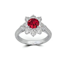 Fancy Flower Ruby and White Diamond Ring