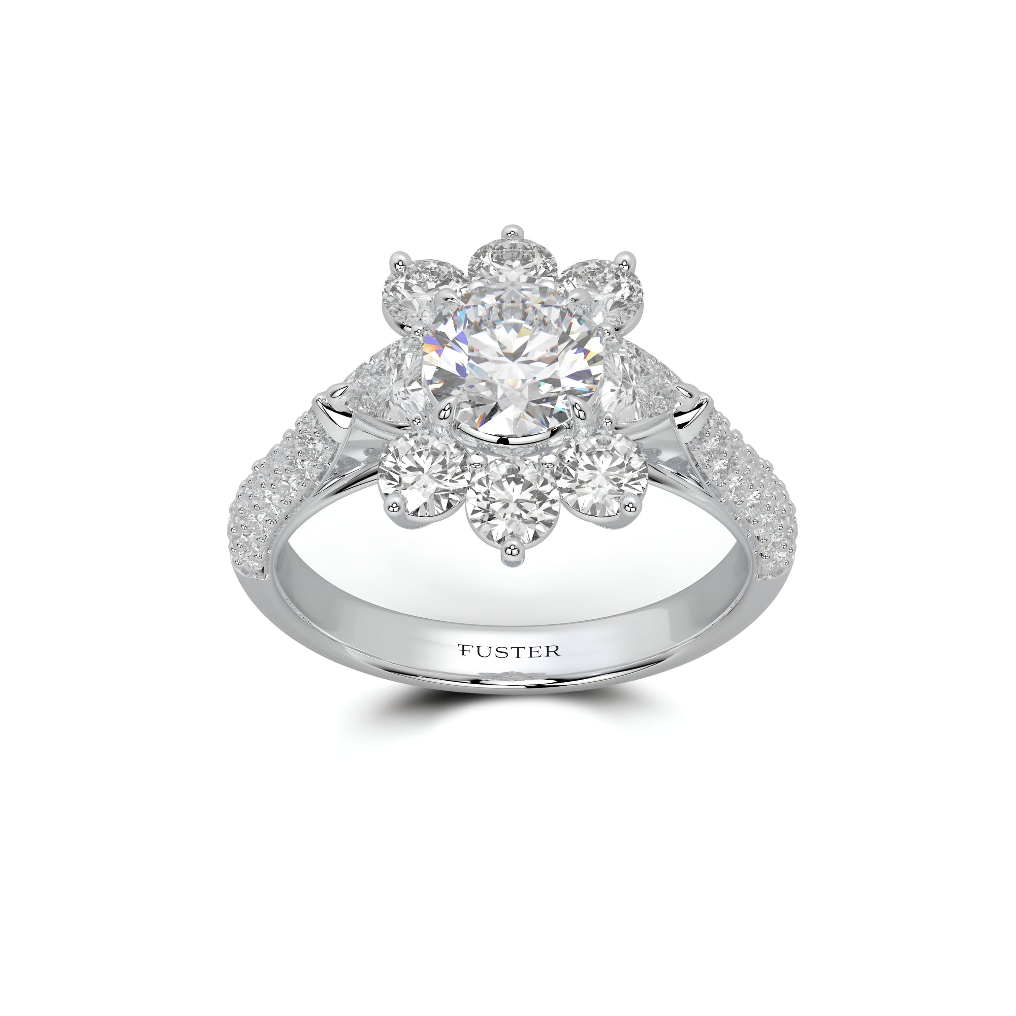 Fancy Flower White Diamond Ring