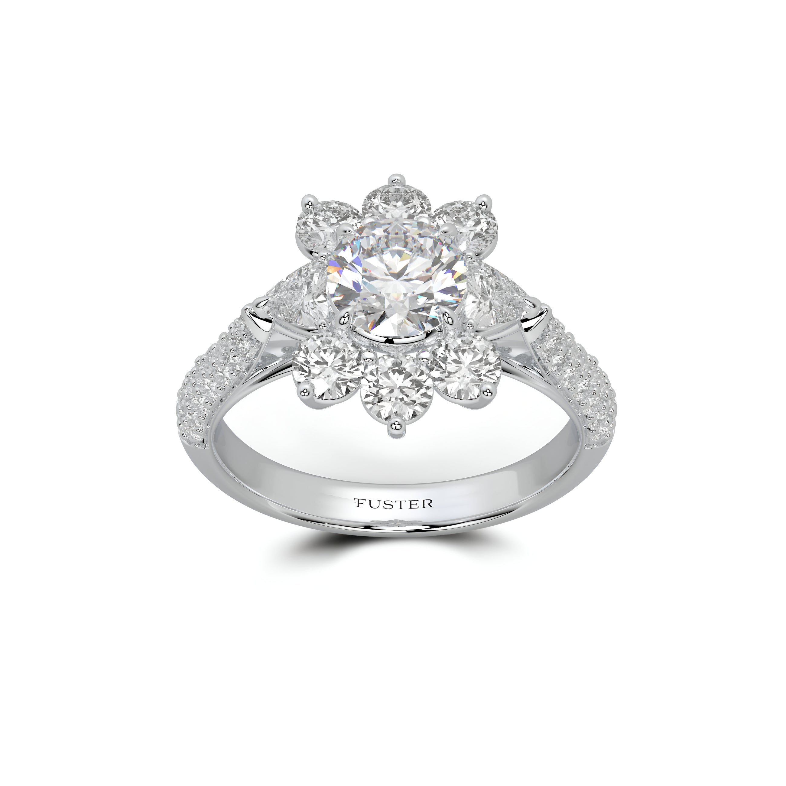 Fancy Flower White Diamond Ring