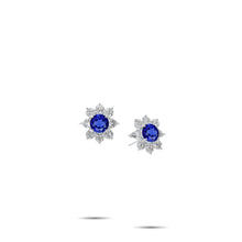 Fancy Flower Sapphire and White Diamond Earrings
