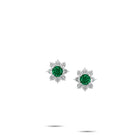 Fancy Flower Emerald and White Diamond Earrings