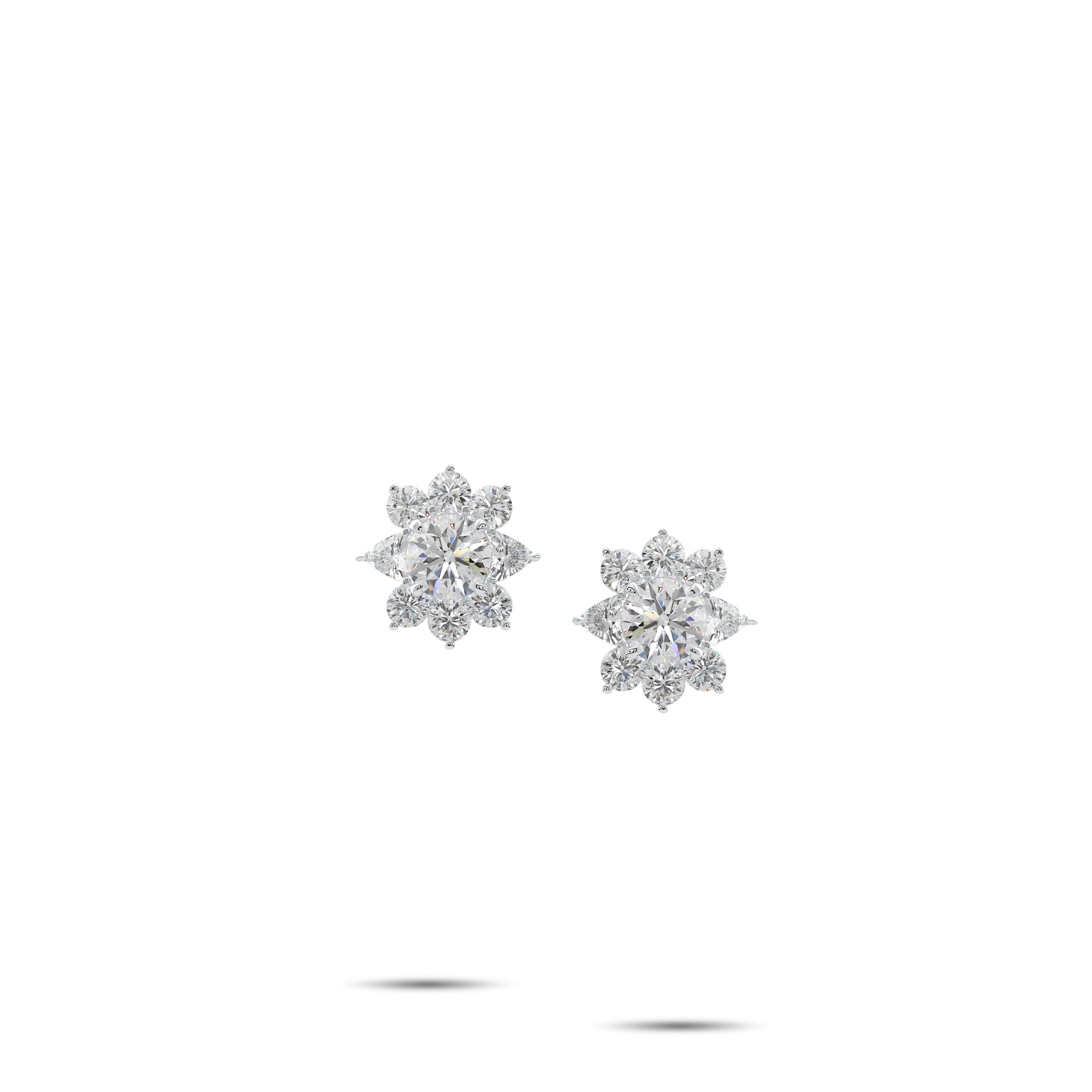 Fancy Flower White Diamond Earrings