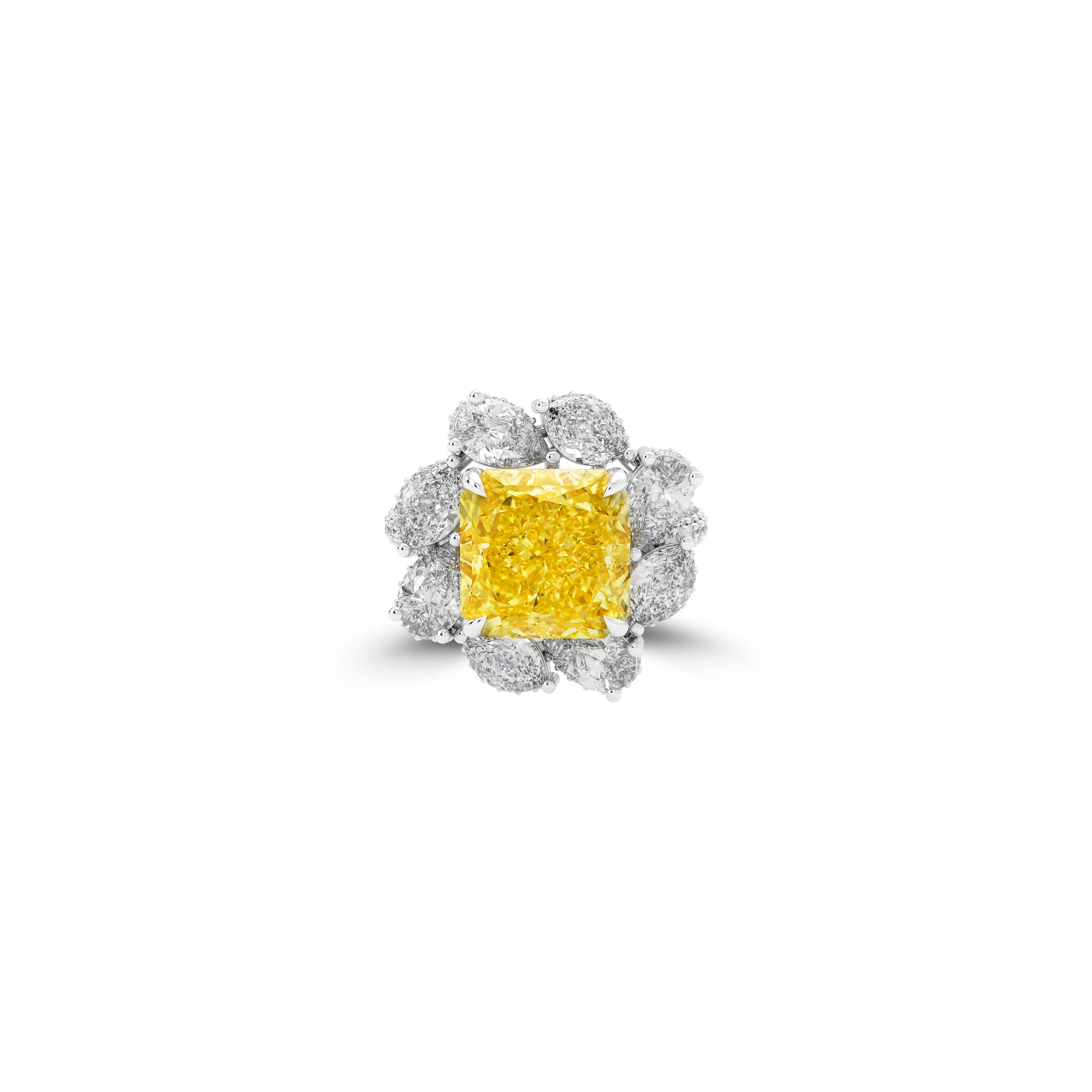 Anastasia’s Fancy Yellow Emerald Square Cut and Diamond Ring