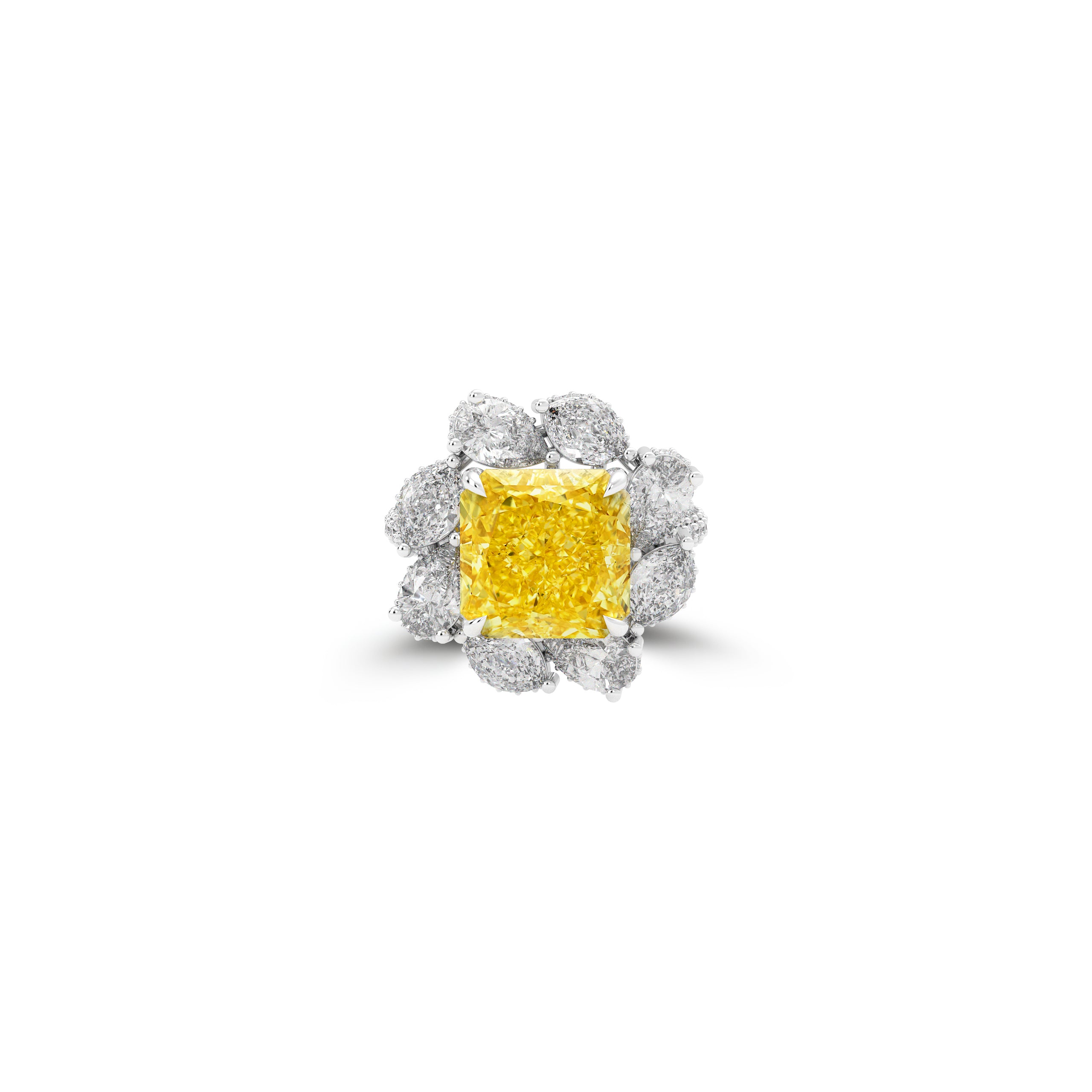 Anastasia’s Fancy Yellow Emerald Square Cut and Diamond Ring
