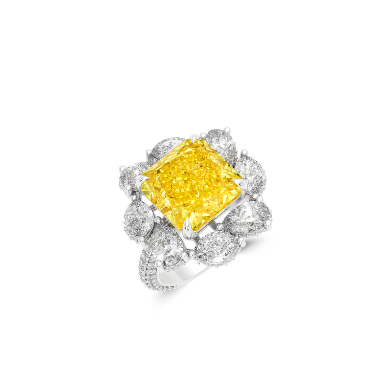Anastasia’s Fancy Yellow Emerald Square Cut and Diamond Ring