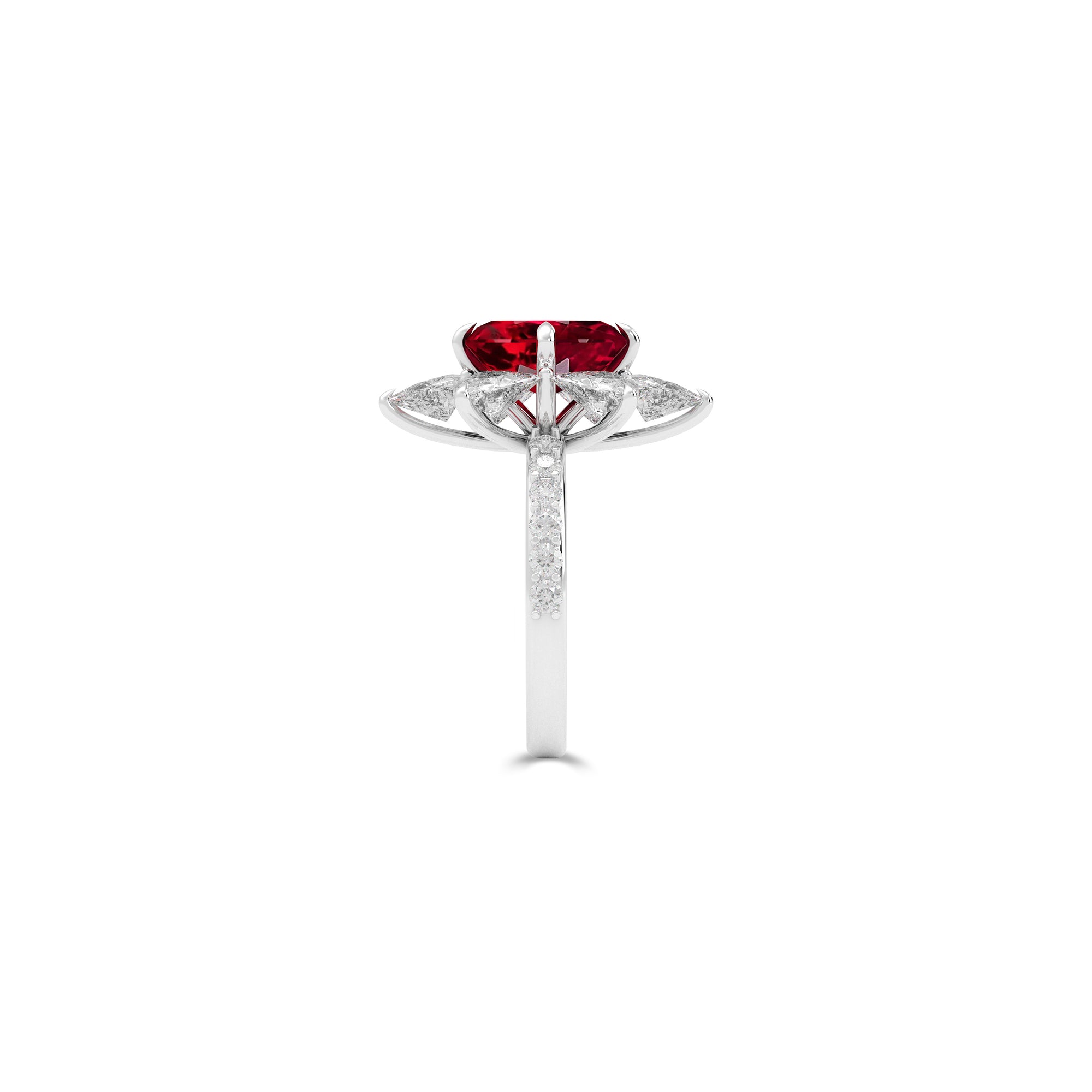 Ruby Radiant Cut and White Diamond Ring