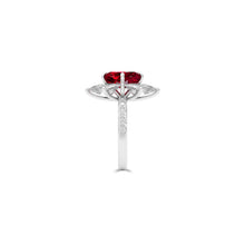 Ruby Radiant Cut and White Diamond Ring