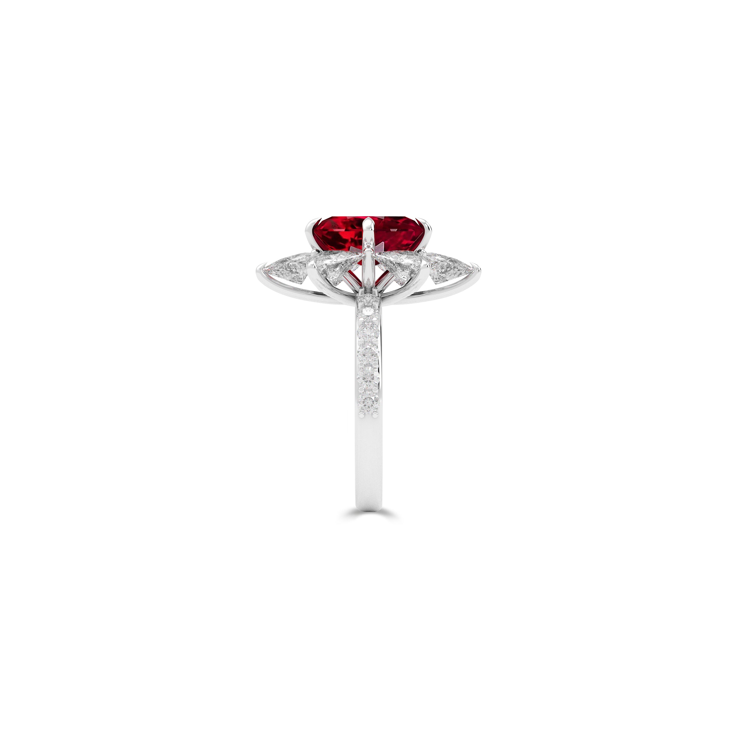 Ruby Radiant Cut and White Diamond Ring