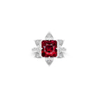 Ruby Radiant Cut and White Diamond Ring