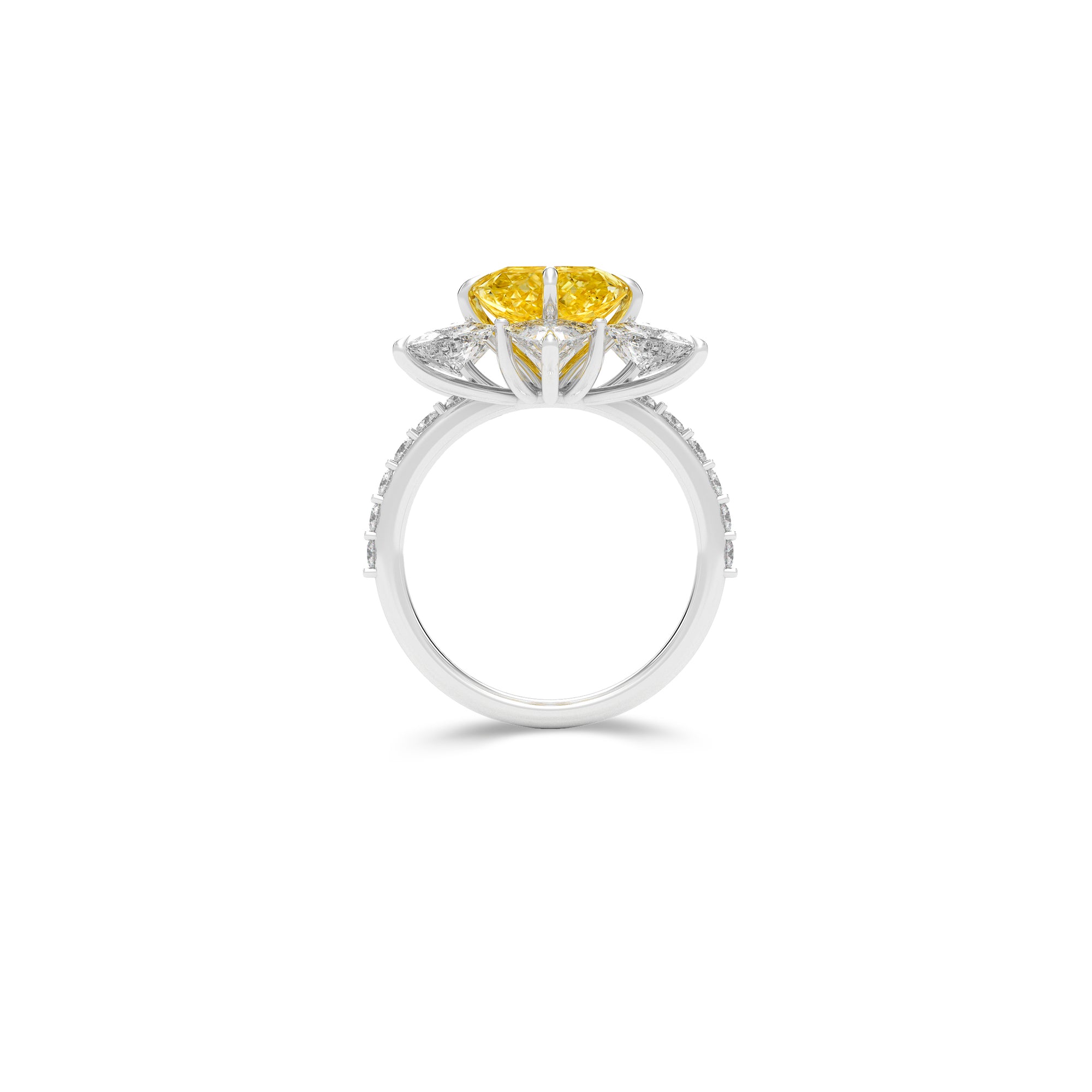 Yellow Radiant Cut and White Diamond Ring