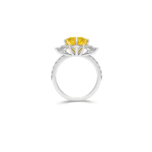 Yellow Radiant Cut and White Diamond Ring