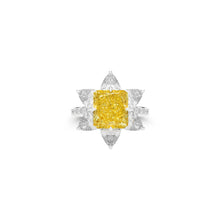 Yellow Radiant Cut and White Diamond Ring
