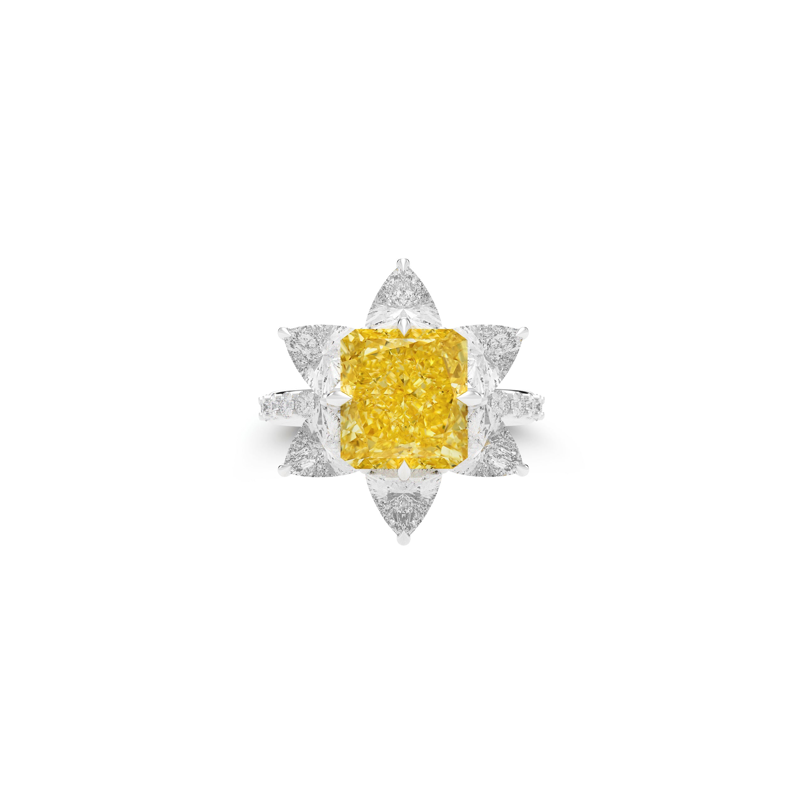 Yellow Radiant Cut and White Diamond Ring