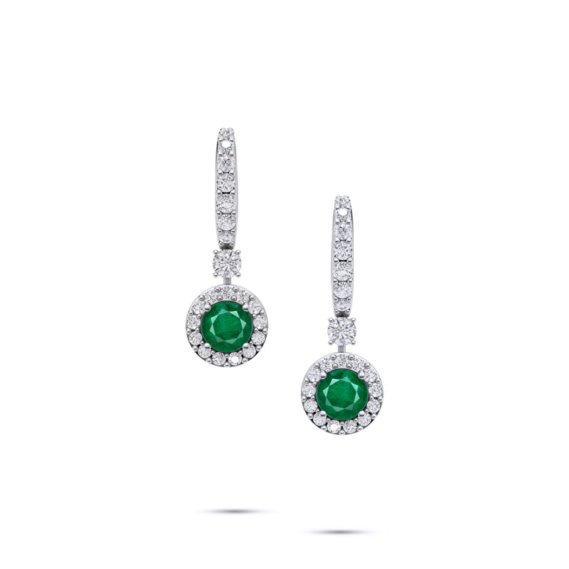 Icon Round Emerald and Diamond Earrings