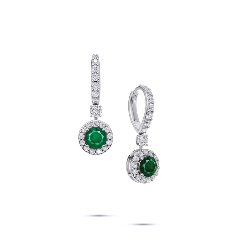 Icon Round Emerald and Diamond Earrings