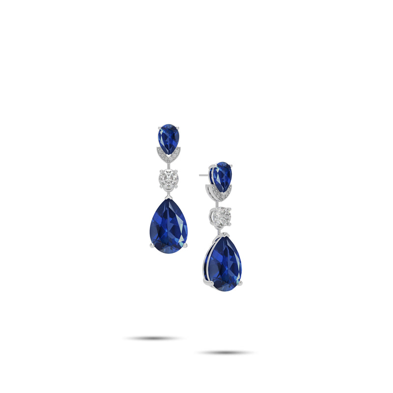 Sapphire Pear Shape and Diamond Earrings