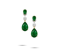 Emerald Pear Shape and Diamond Earrings