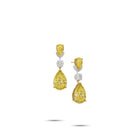 Fancy Yellow Pear Shape and Diamond Earrings