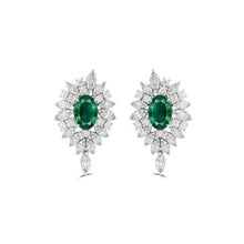 Oval Emerald and Diamond Multi-shape Earrings
