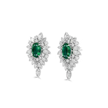 Oval Emerald and Diamond Multi-shape Earrings