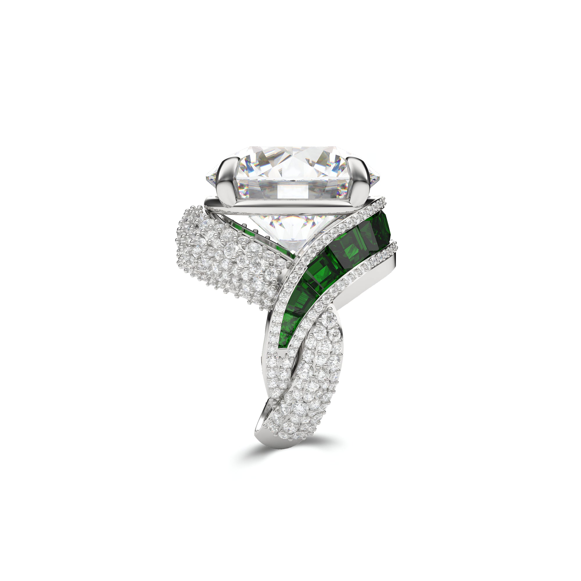 An Illustrious Emerald and White High Jewellery Ring
