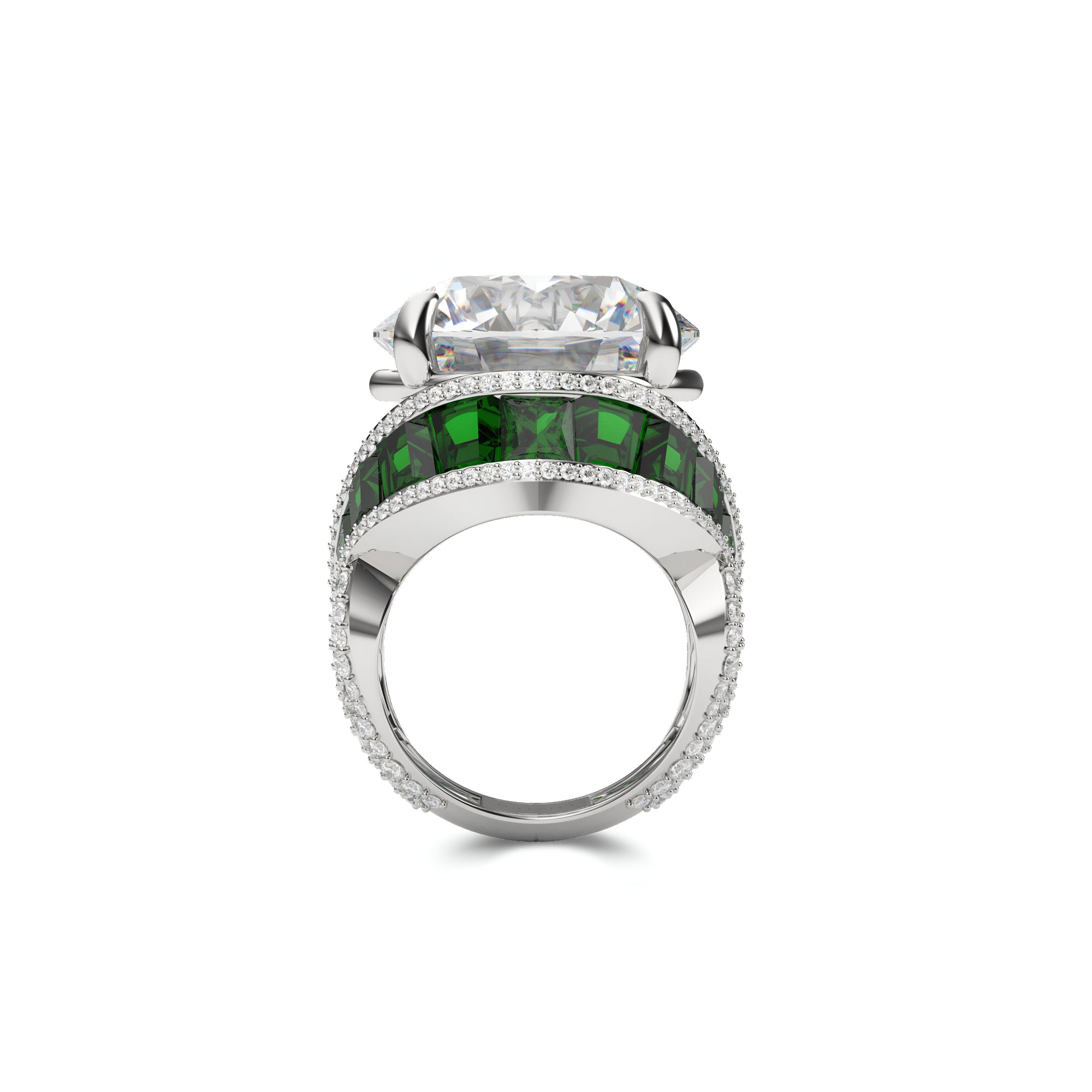 An Illustrious Emerald and White High Jewellery Ring