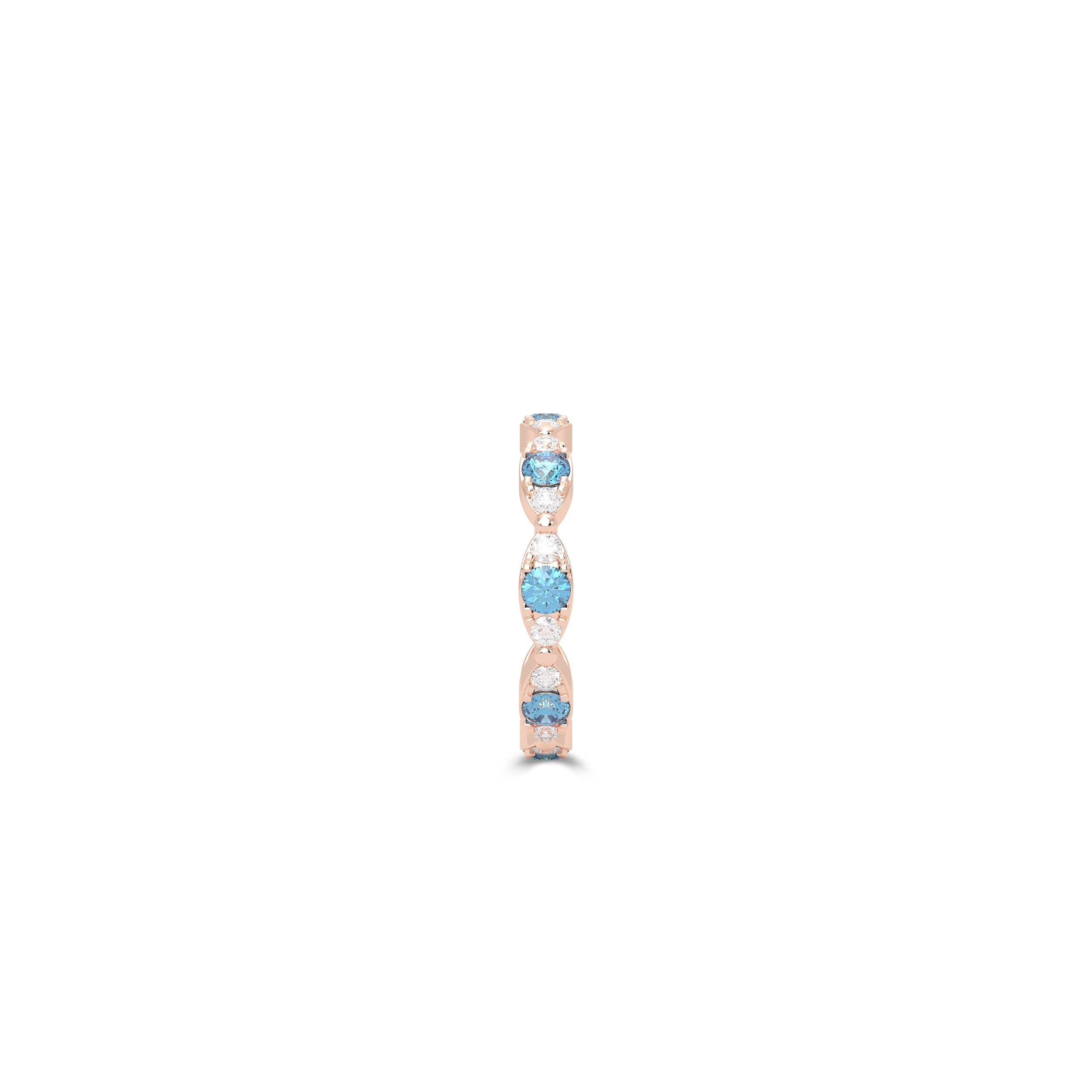 Fuster Navette Signature Aqua Blue Diamond  and Diamond Ring